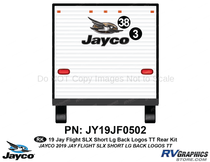 2 Piece 2019 Jay Flight SLX Short Travel Trailer Rear Graphics Kit