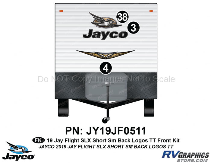 3 Piece 2019 Jay Flight SLX Short Travel Trailer Rear Window  Front Graphics Kit