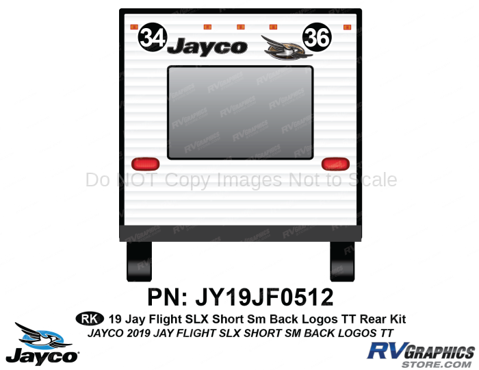 2 Piece 2019 Jay Flight SLX Short Travel Trailer Rear Window  Rear Graphics Kit