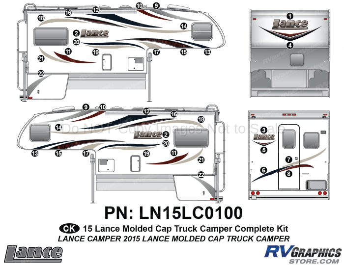37 Piece 2015 Lance Camper Molded Cap Complete Graphics Kit