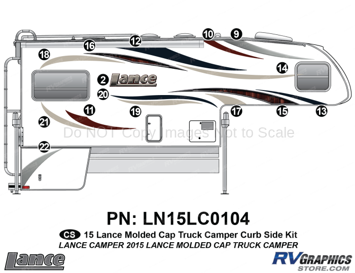15 Piece 2015 Lance Camper Molded Cap  Curbside Graphics Kit