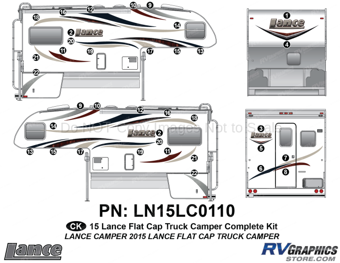 37 Piece 2015 Lance Camper Flat Cap Complete Graphics Kit