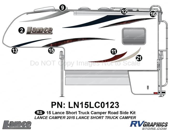 8 Piece 2015 Lance Short Camper Roadside Graphics Kit