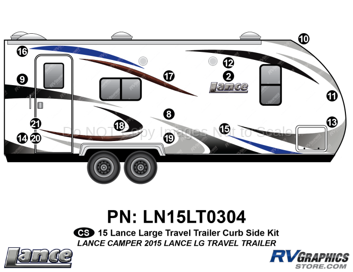 15 Piece 2015 Lance Lg Travel Trailer Curbside Graphics Kit