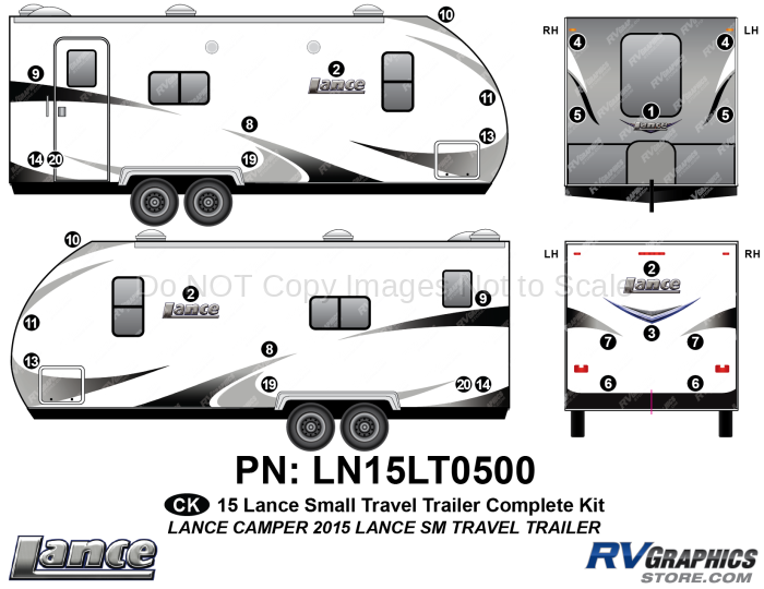 29 Piece 2015 Lance Small Travel Trailer Complete Graphics Kit