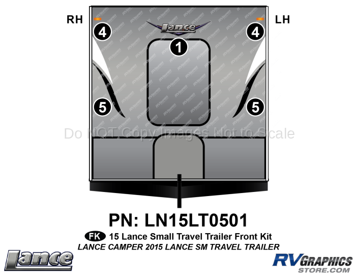 5 Piece 2015 Lance Small Travel Trailer Front Graphics Kit