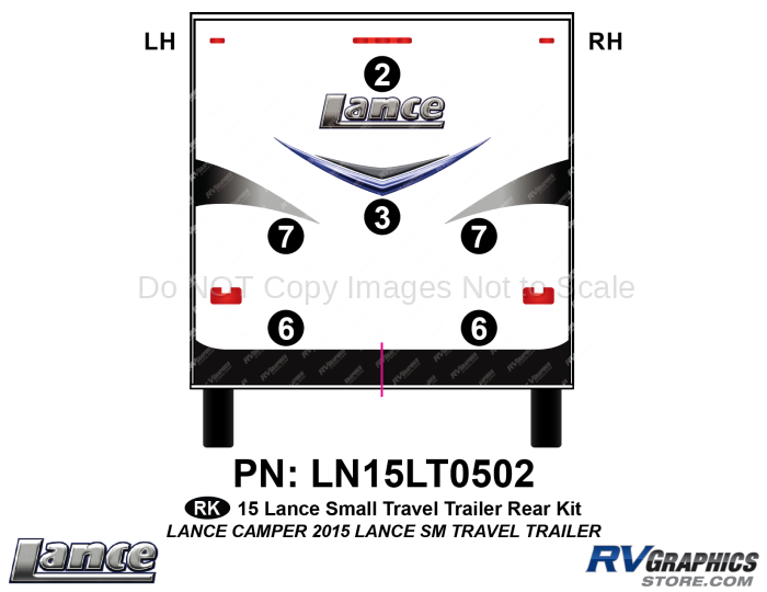 6 Piece 2015 Lance Small Travel Trailer Rear Graphics Kit