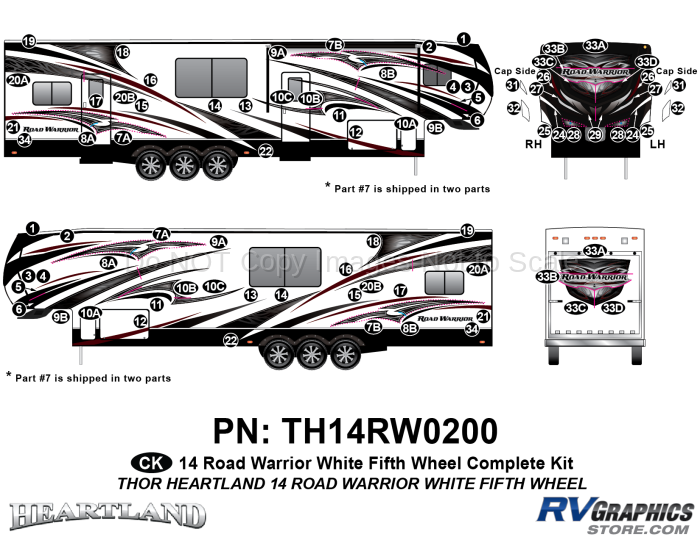 82 Piece 2014 Road Warrior FW-WHITE Complete Graphics Kit
