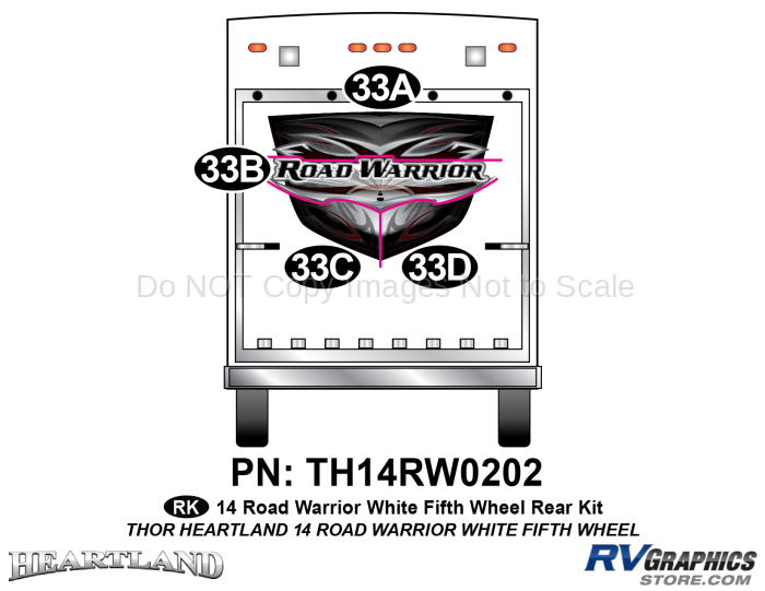 4 Piece 2014 Road Warrior FW-WHITE Rear Graphics Kit
