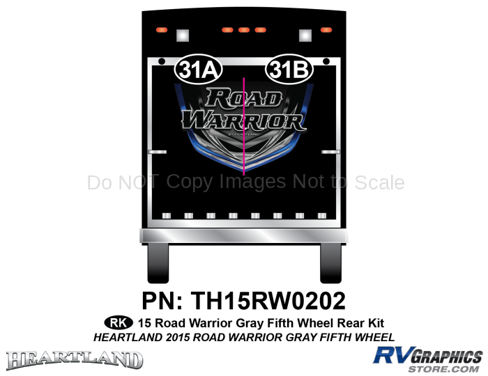 1 Piece 2015 Road Warrior FW Gray Rear Graphics Kit