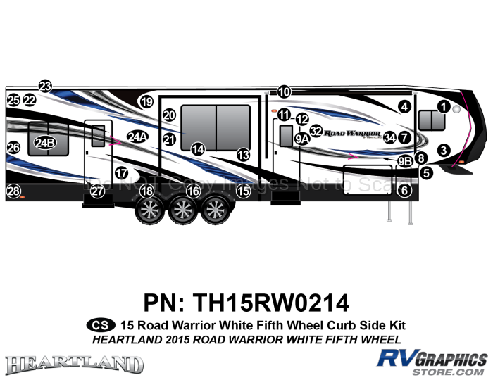 31 Piece 2015 Road Warrior FW Whitewall Curbside Graphics Kit