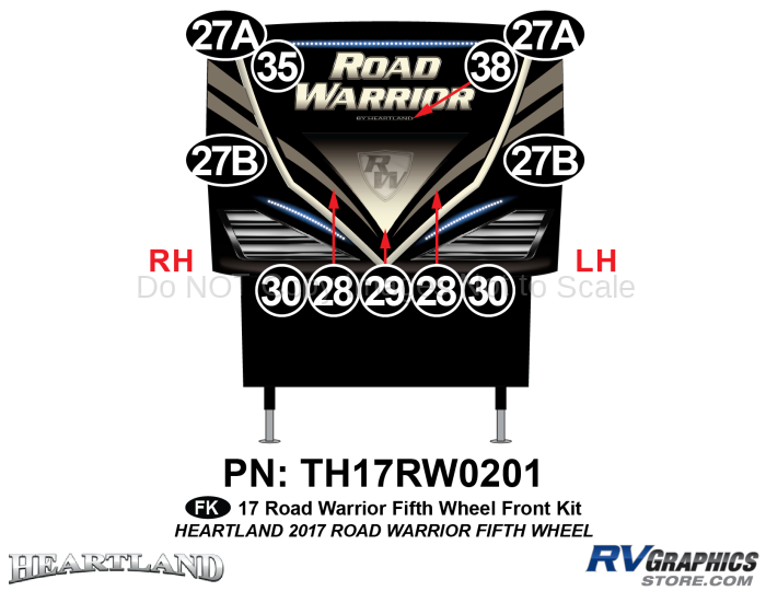 11 Piece 2017 Road Warrior FW Front Graphics Kit