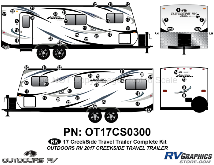 53 Piece 2017 Creekside Travel Trailer Complete Graphics Kit