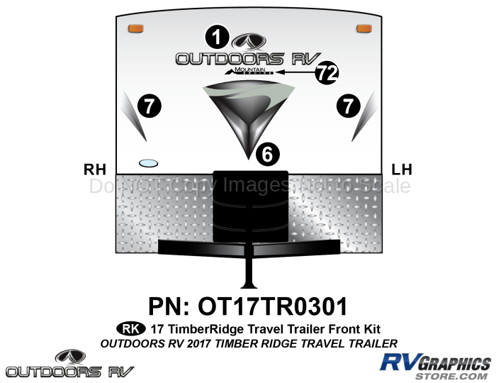 5 Piece 2017 Timber Ridge Travel Trailer Front Graphics Kit