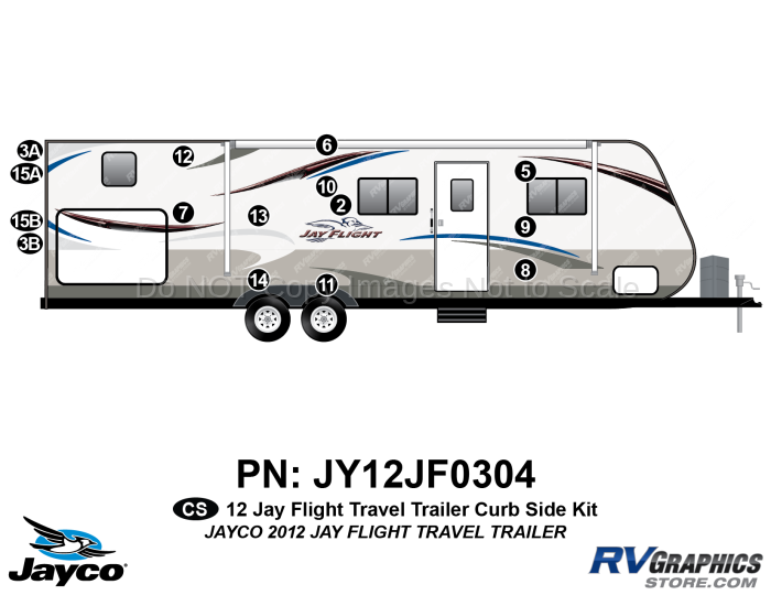 15 Piece 2012 Jayco Travel Trailer Curbside Graphics Kit