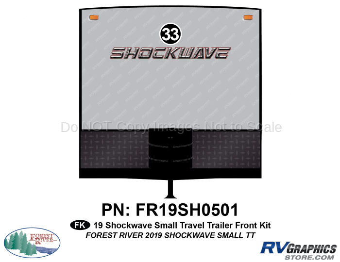 1 Piece 2019 Shockwave Small Travel Trailer Front Graphics Kit