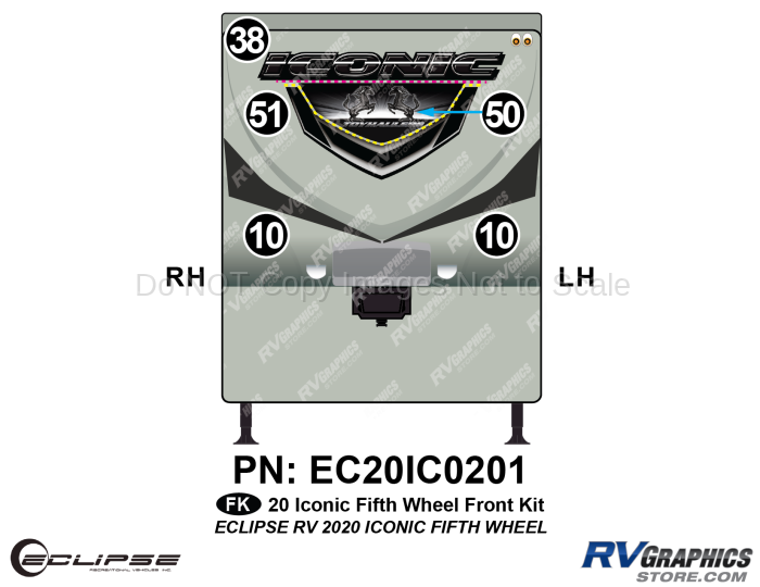5 Piece 2020 Iconic Fifth Wheel Front Graphics Kit