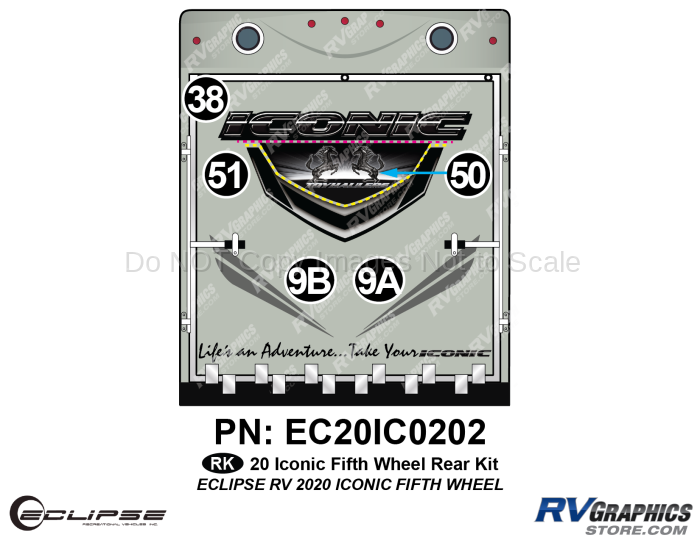 7 Piece 2020 Iconic Fifth Wheel Rear Graphics Kit