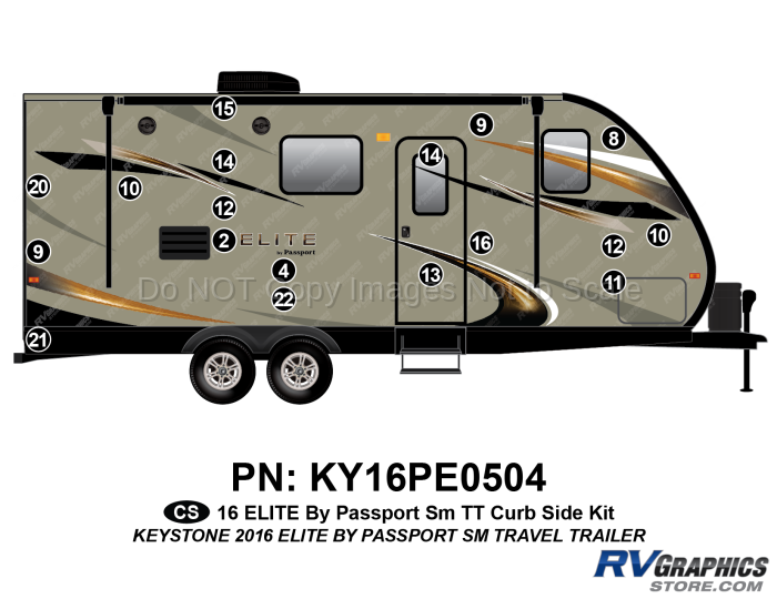 18 Piece 2016 Elite by Passport Sm Travel Trailer Curbside Graphics Kit