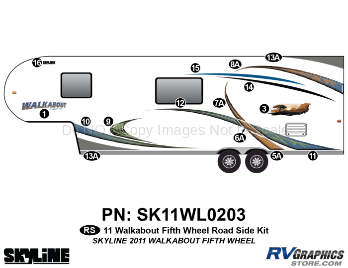 16 Piece Walkabout Fifth Wheel Roadside Graphics Kit
