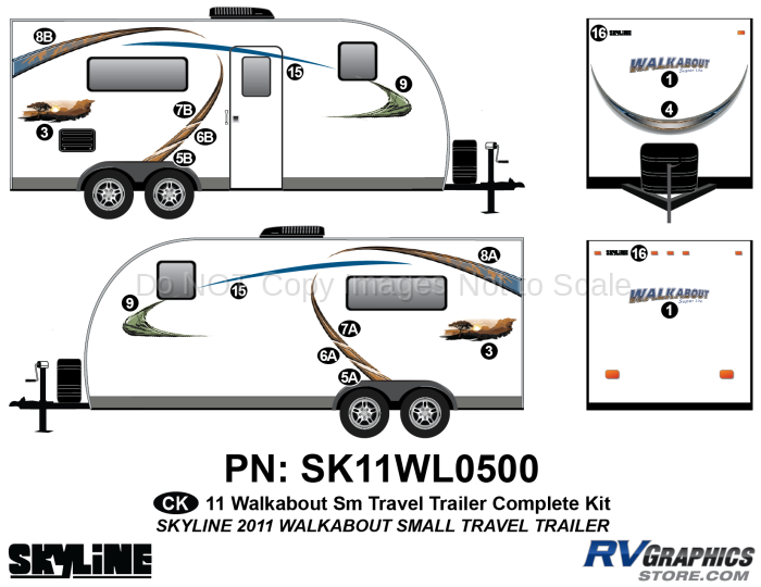 19 Piece Walkabout Small Travel Trailer Complete Graphics Kit