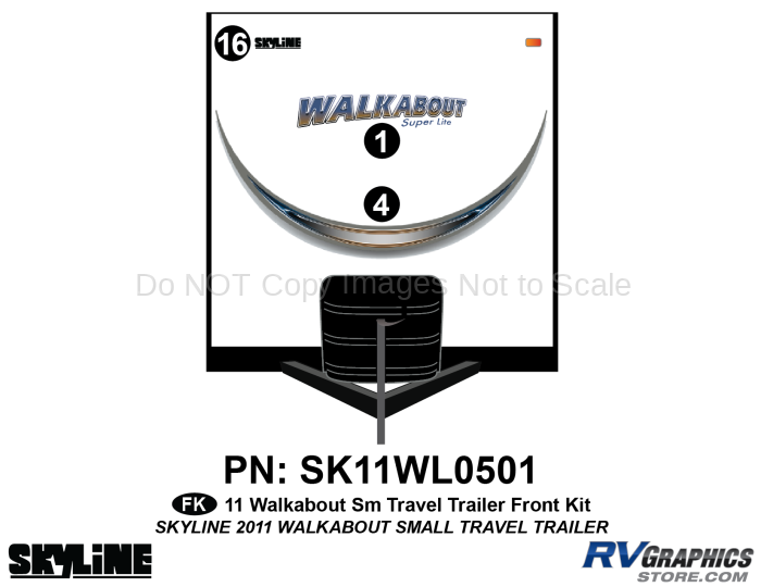 3 Piece Walkabout Small Travel Trailer Front Graphics Kit