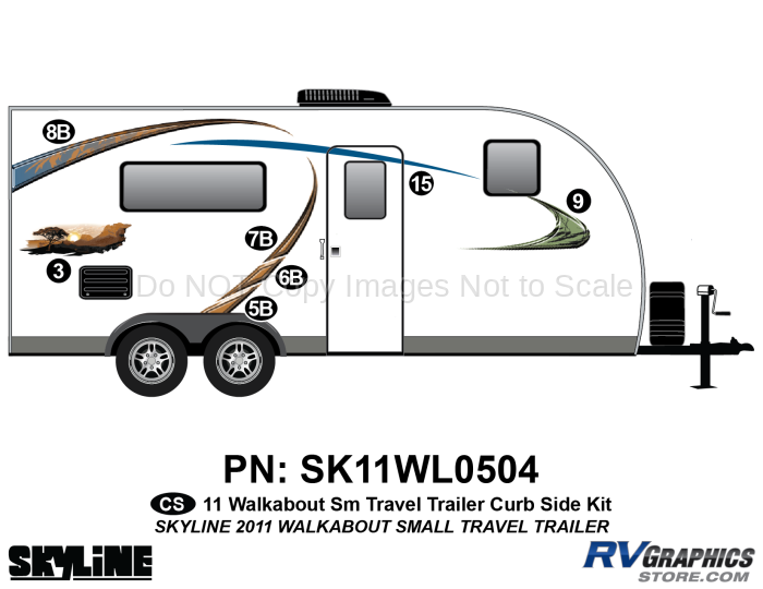 7 Piece Walkabout Small Travel Trailer Curbside Graphics Kit