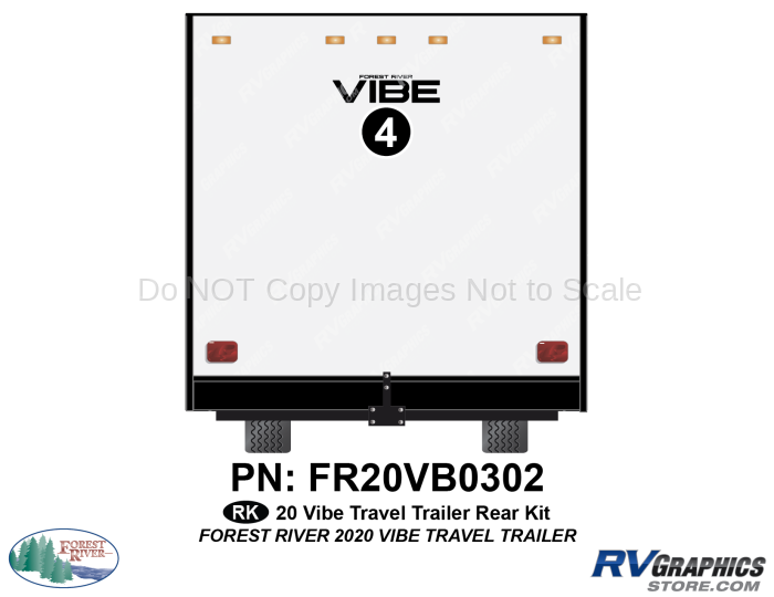 1 Piece 2020 Vibe Travel Trailer Rear Graphics Kit