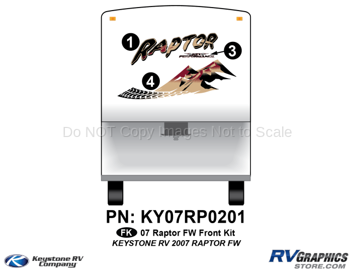 3 Piece 2007 Raptor Fifth Wheel Front Graphics Kit