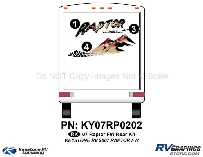 3 Piece 2007 Raptor Fifth Wheel Rear Graphics Kit