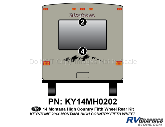 2 Piece 2014 Montana High Country Fifth Wheel Rear Graphics Kit