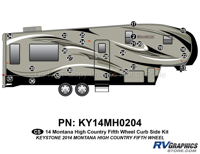 25 Piece 2014 Montana High Country Fifth Wheel Curbside Graphics Kit