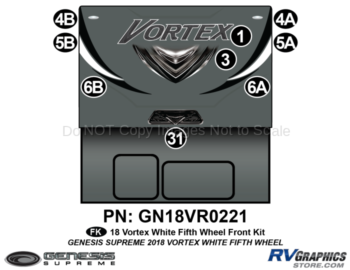 9 Piece 2018 Vortex Fifth Wheel Neutral Front Graphics Kit