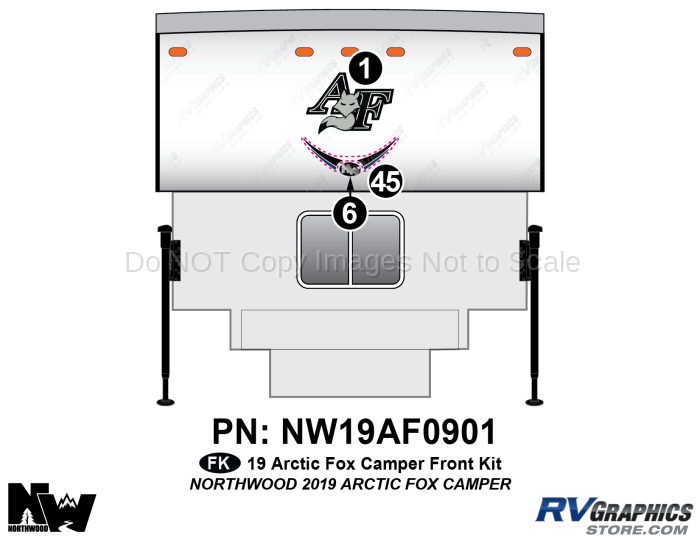 3 Piece 2019 Arctic Fox Camper Front Graphics Kit