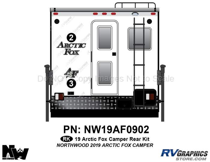 2 Piece 2019 Arctic Fox Camper Rear Graphics Kit