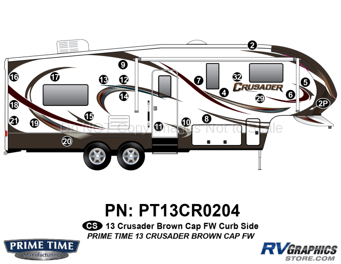 22 Piece 2013 Crusader FW Brown Curbside Graphics Kit