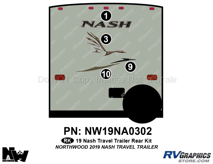4 Piece 2019 Nash Travel Trailer Rear Graphics Kit