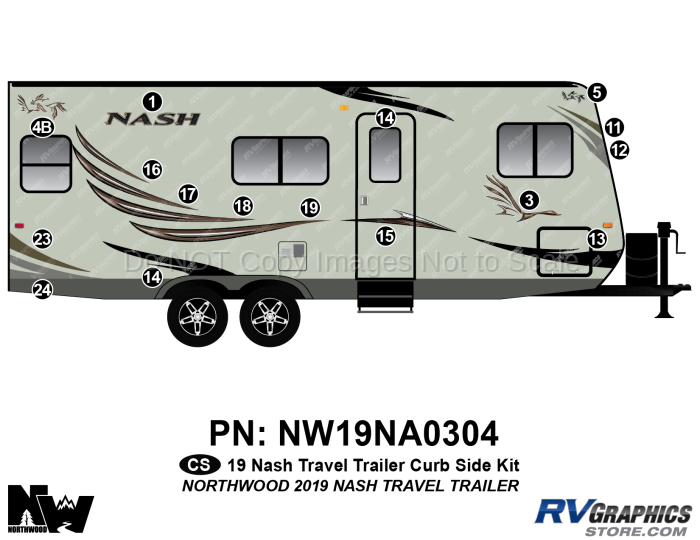 16 Piece 2019 Nash Travel Trailer Curbside Graphics Kit