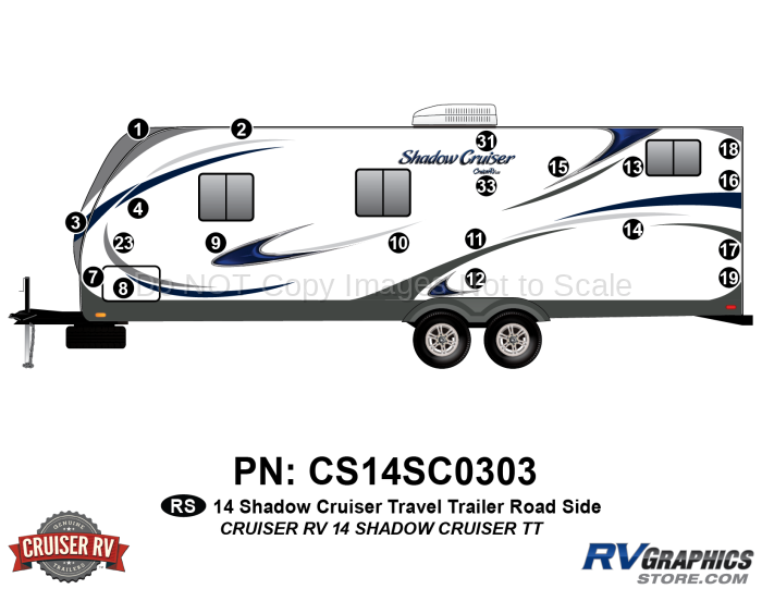 20 Piece 2014 Shadow Cruiser Travel Trailer Roadside Graphics Kit