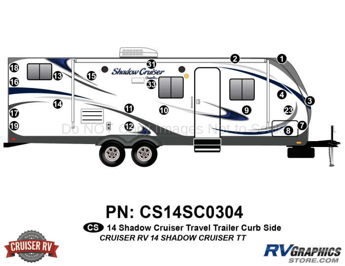 29 Piece 2014 Shadow Cruiser Travel Trailer Curbside Graphics Kit