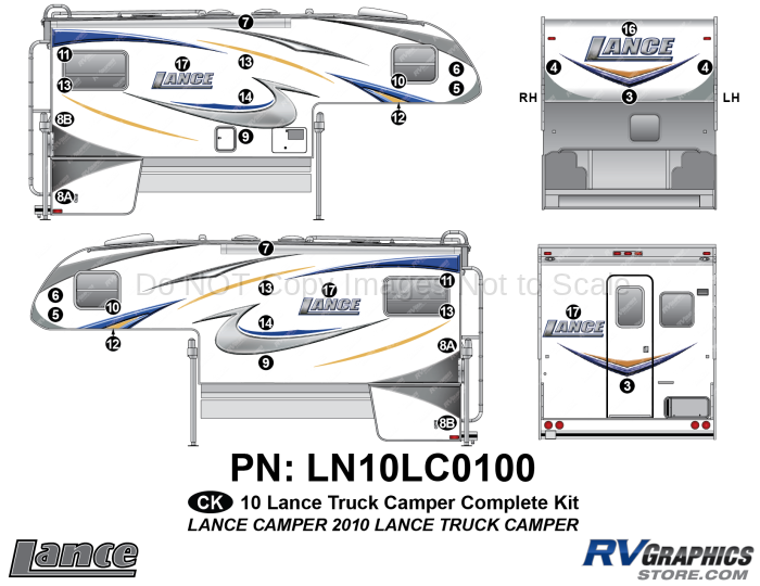 32 Piece 2010 Lance Truck Camper Complete Graphics Kit
