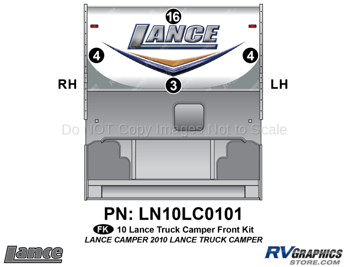 4 Piece 2010 Lance Truck Camper Front Graphics Kit