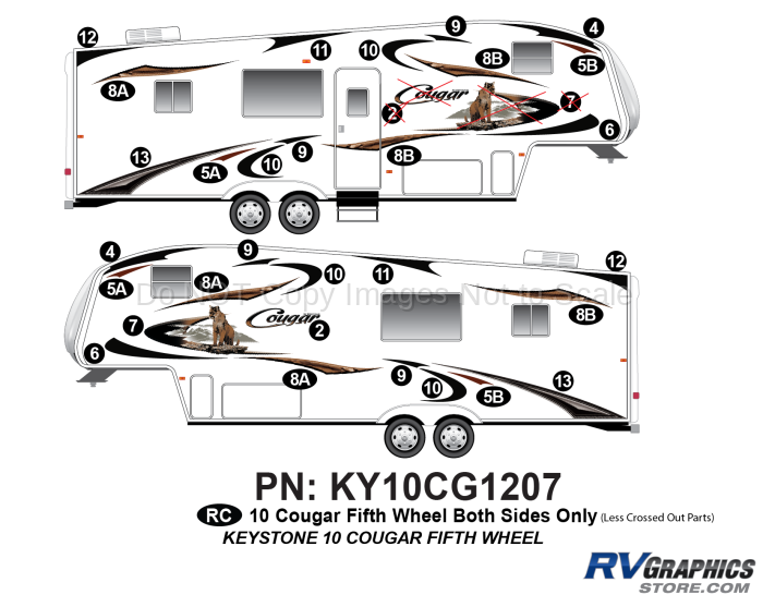 30 Piece 2010 Cougar FW Both Sides Only Kit (Roadside & Curbside) Less #2 & #7 Curbside
