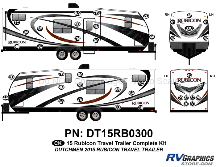 39 Piece 2015 Rubicon Travel Trailer Complete Graphics Kit