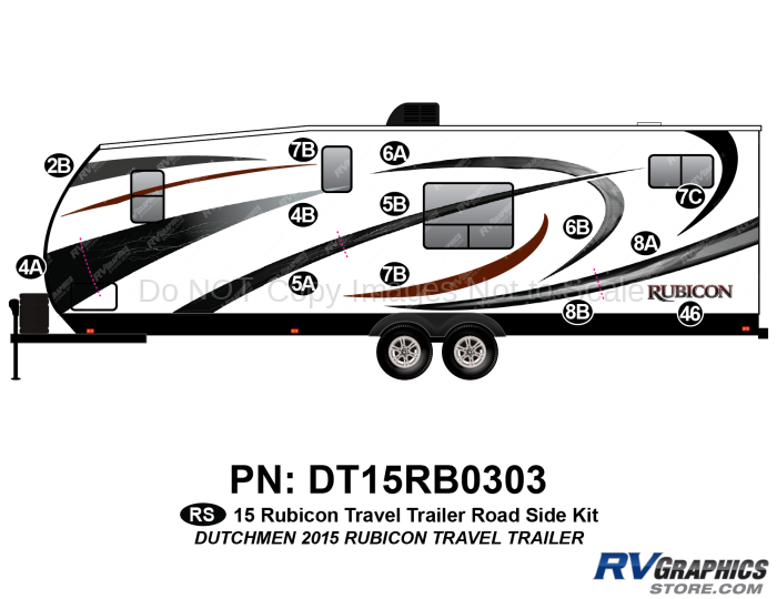 13 Piece 2015 Rubicon Travel Trailer Roadside Graphics Kit