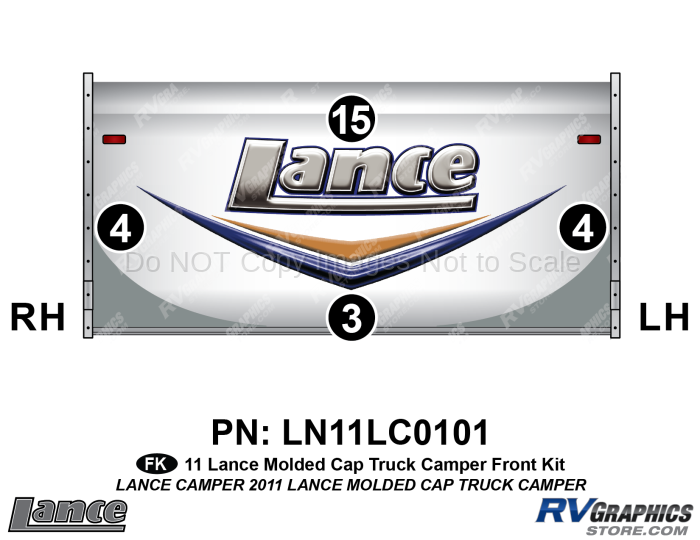 4 Piece 2011 Lance Truck Camper Molded Cap Front Graphics Kit