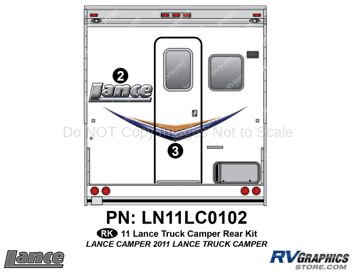 2 Piece 2011 Lance Truck Camper Rear Graphics Kit