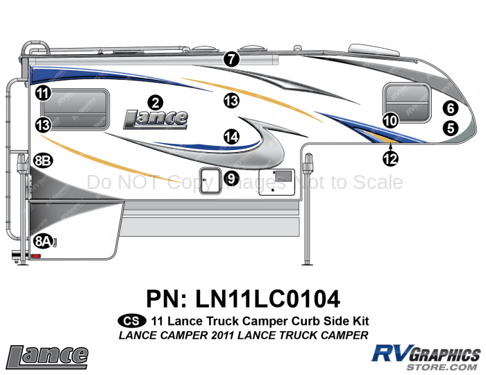 13 Piece 2011 Lance Truck Camper Curbside Graphics Kit