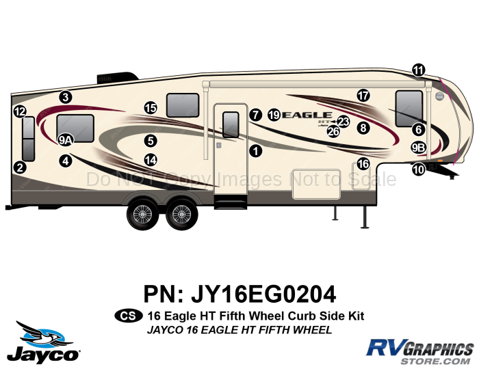 20 Piece 2016 Eagle HT Fifth Wheel Curbside Graphics Kit