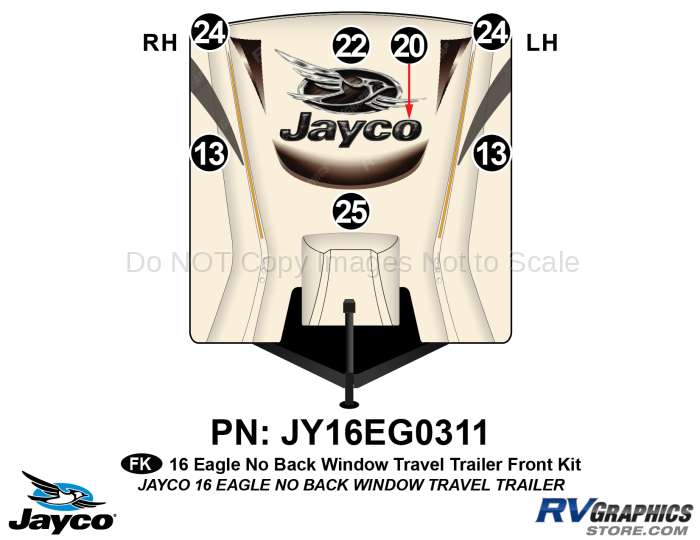 7 Piece 2016 Eagle Travel Trailer No Rear Window Front Graphics Kit